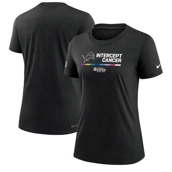 Women's Detroit Lions 2022 Black Crucial Catch Performance T-Shirt(Run Small) Women's Detroit Lions 2022 Black Crucial Catch Performance T-Shirt(Run Small)